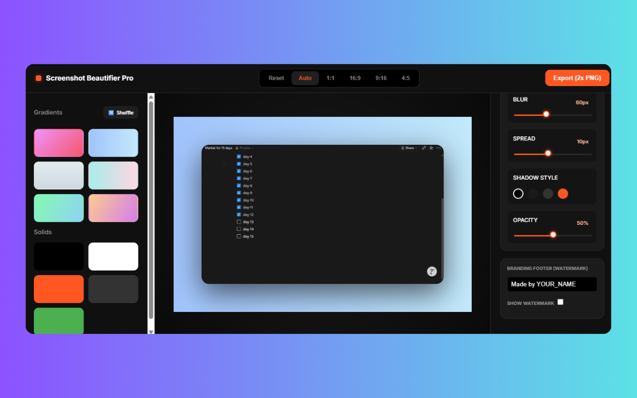 Screenshot Beautifier Pro Editor Interface